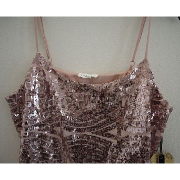 S.C. Society T92499B95 Women's Sz M Pink Sequin Spaghetti Strap Camisole - Picture 4 of 12